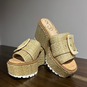 Sam Edelman Natural Woven Wedge Sandals